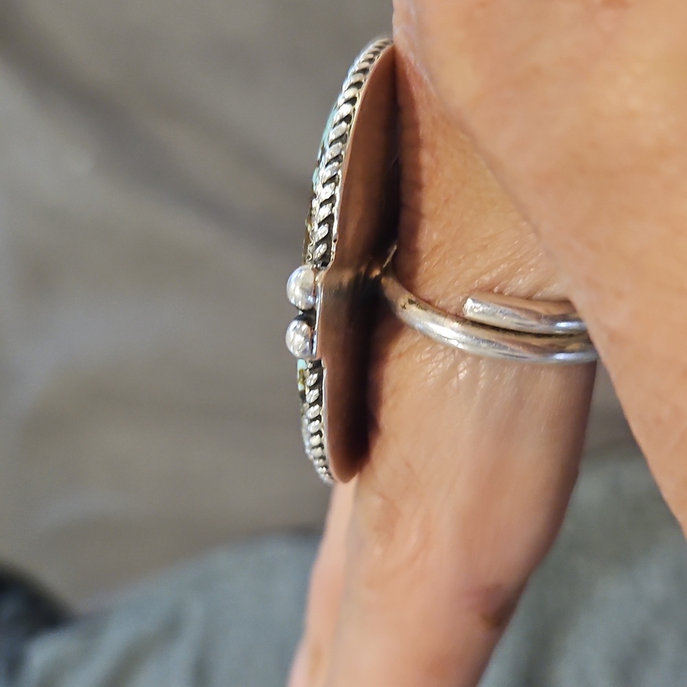 Native Statement And Adjustable Turquoise Ring - image 5